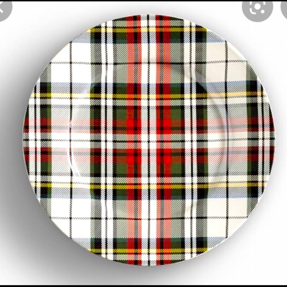 Pottery Barn Denver Plaid 8.75” dessert lunch plate Christmas China